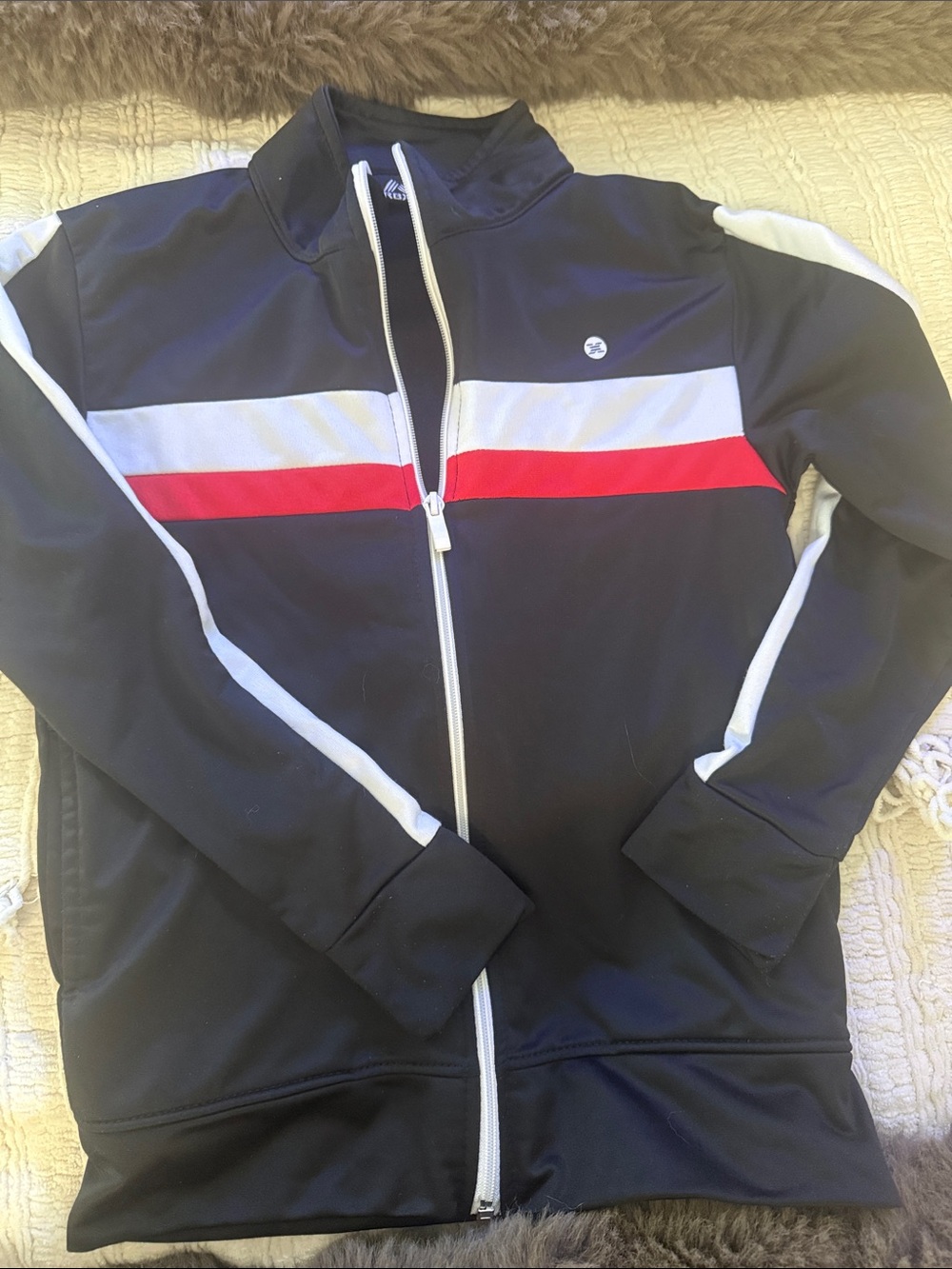 Boys Black Track Jacket with Red & White Stripe - RBX